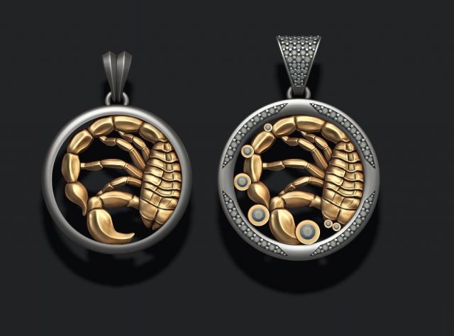 Horoscope scorpion pendants pack 3D Print Model .c4d .max .obj .3ds .fbx .stl .blend