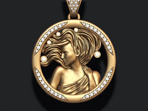 Horoscope virgo pendant with gems Model Cetak 3D