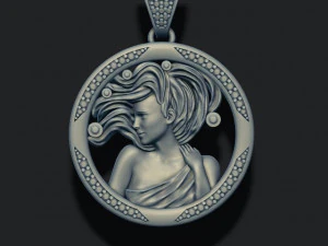 Horoscope virgo pendant with gems 3D Print Model