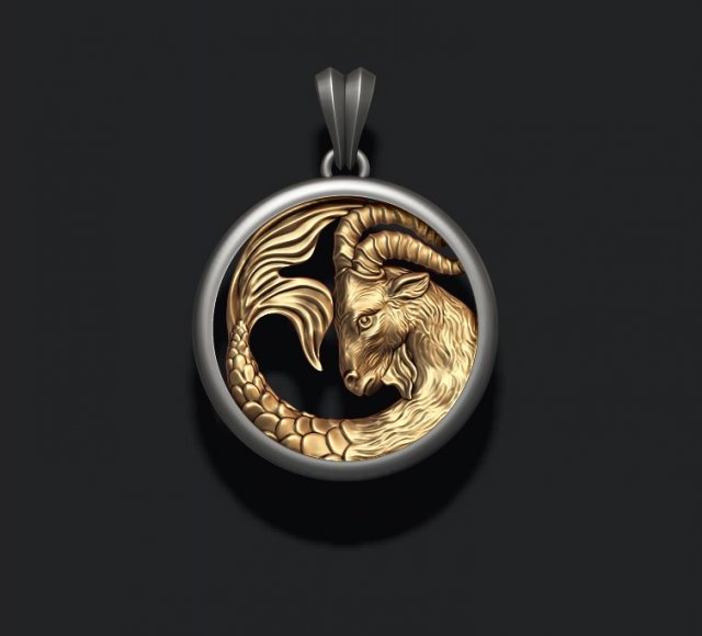 Horoscope capricorn pendant Modello di stampa 3D .c4d .max .obj .3ds .fbx .stl .blend