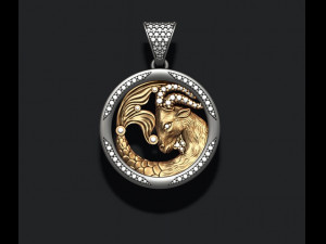 Horoscope capricorn pendant with gems 3Dプリントモデル