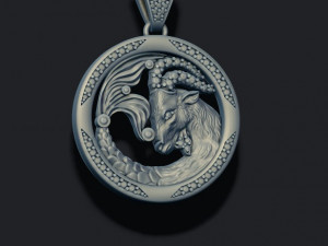 Horoscope capricorn pendant with gems 3D-printmodel