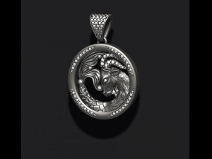 Horoscope capricorn pendant with gems 3D-printmodel