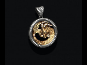 Horoscope capricorn pendant with gems 3D-printmodel