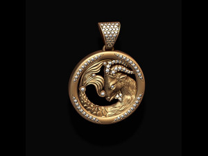 Horoscope capricorn pendant with gems 3D-printmodel