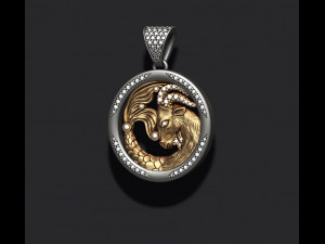 Horoscope capricorn pendant with gems 3D-printmodel