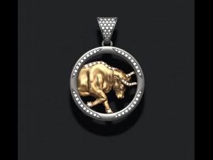 Horoscope taurus bull pendant with gems 3D Print Model
