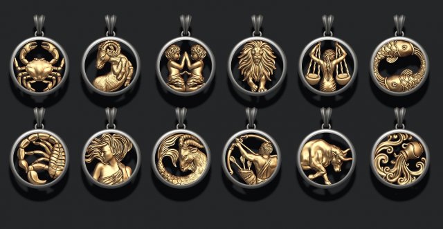 Jewellery horoscope signes pack Modello di stampa 3D .c4d .max .obj .3ds .fbx .stl .blend 
