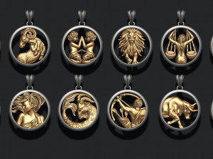 Jewellery horoscope signes pack 3D Print Model