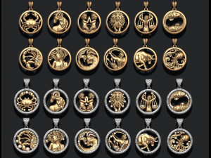 Jewellery horoscope signes pack 3D Print Model