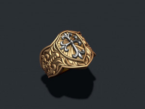 Signet ring with cross 3D Print Model
