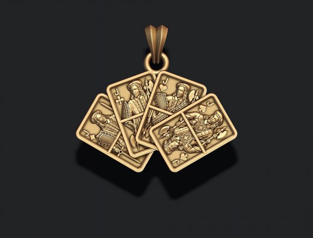 Pair of jacks playing cards pendant 3Dプリントモデル .c4d .max .obj .3ds .fbx .stl .blend 