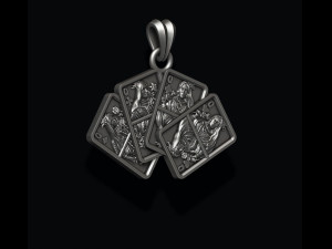 Pair of queens playing cards pendant Modèles 3D en vedette
