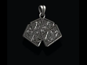 Pair of queens playing cards pendant 3D Print Model
