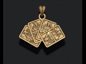 Pair of queens playing cards pendant Modèles 3D en vedette