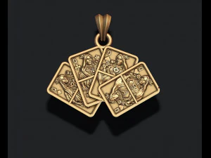 Pair of queens playing cards pendant 3D Print Model