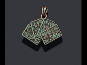 Pair of queens playing cards pendant Modèles 3D en vedette
