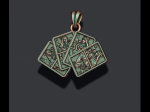 Pair of queens playing cards pendant 3D Print Model