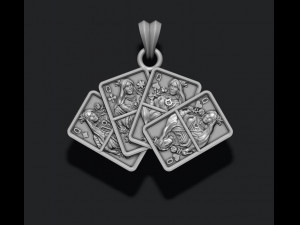 Pair of queens playing cards pendant Modèles 3D en vedette