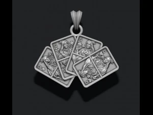 Pair of queens playing cards pendant 3D Print Model