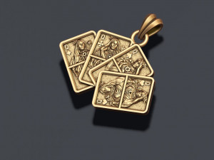 Pair of queens playing cards pendant Modèles 3D en vedette