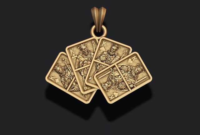 Pair of kings playing cards pendant 3D 打印模型 .c4d .max .obj .3ds .fbx .stl .blend 