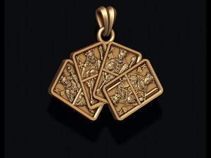 Pair of kings playing cards pendant 3D 打印模型