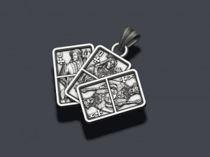 Pair of club jacks queens kings playing cards pendant 3D 프린트 모델