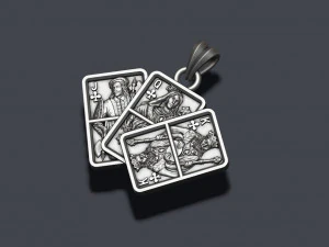 Pair of club jacks queens kings playing cards pendant 3D Print Model