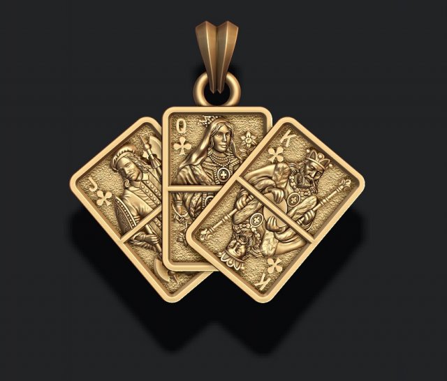 Pair of club jacks queens kings playing cards pendant 3D 프린트 모델 .c4d .max .obj .3ds .fbx .stl .blend 