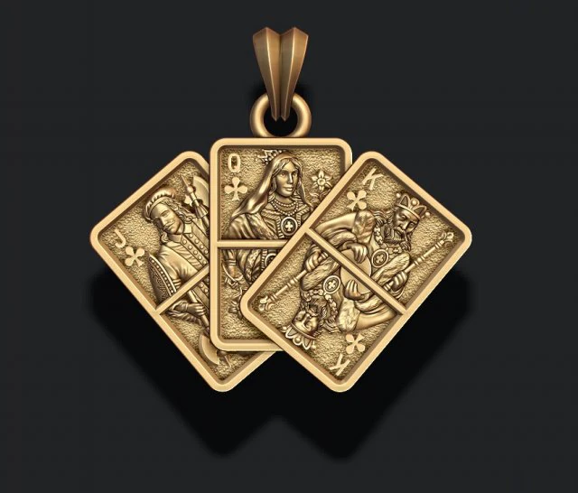 Pair of club jacks queens kings playing cards pendant 3D Print Model .c4d .max .obj .3ds .fbx .stl .blend 