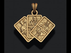 Pair of club jacks queens kings playing cards pendant 3D प्रिंट मॉडल
