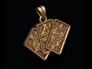 Pair of club jacks queens kings playing cards pendant 3D Print Model