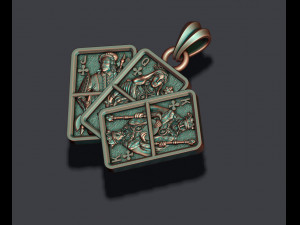 Pair of club jacks queens kings playing cards pendant 3D 프린트 모델