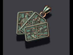 Pair of club jacks queens kings playing cards pendant 3D Print Model