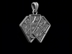 Pair of club jacks queens kings playing cards pendant 3D 프린트 모델