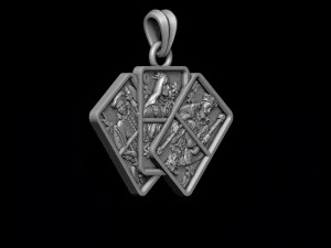 Pair of club jacks queens kings playing cards pendant 3D Print Model
