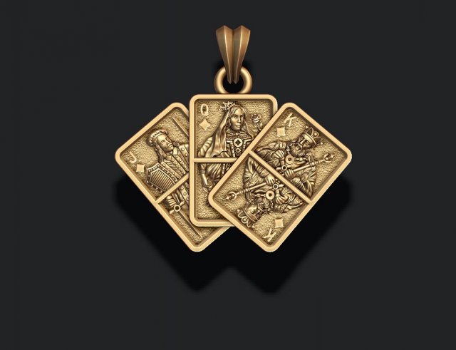 Pair of diamond jacks queens kings playing cards pendant Modèles 3D en vedette .c4d .max .obj .3ds .fbx .stl .blend 