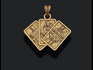 Pair of diamond jacks queens kings playing cards pendant 3D प्रिंट मॉडल