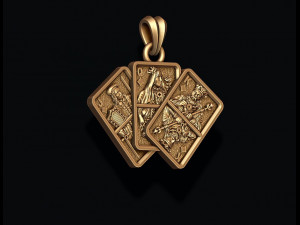Pair of diamond jacks queens kings playing cards pendant Modèles 3D en vedette