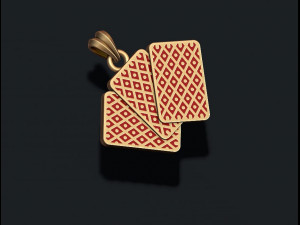 Pair of diamond jacks queens kings playing cards pendant Modèles 3D en vedette