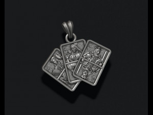 Pair of heart jacks queens kings playing cards pendant Model Cetak 3D