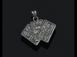 Pair of heart jacks queens kings playing cards pendant 3D Print Model
