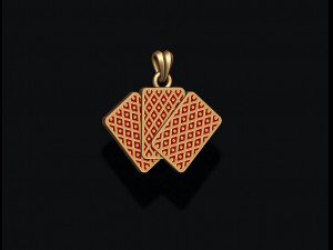 Pair of heart jacks queens kings playing cards pendant Model Cetak 3D