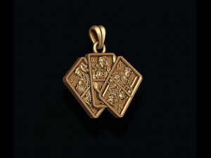 Pair of heart jacks queens kings playing cards pendant Model Cetak 3D