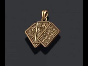 Pair of heart jacks queens kings playing cards pendant 3D Print Model