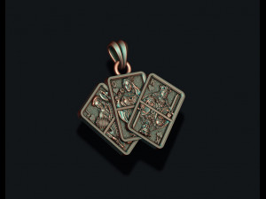 Pair of heart jacks queens kings playing cards pendant Model Cetak 3D