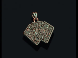 Pair of heart jacks queens kings playing cards pendant 3D Print Model