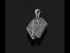 Pair of heart jacks queens kings playing cards pendant Model Cetak 3D