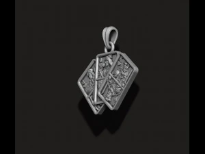 Pair of heart jacks queens kings playing cards pendant 3D Print Model